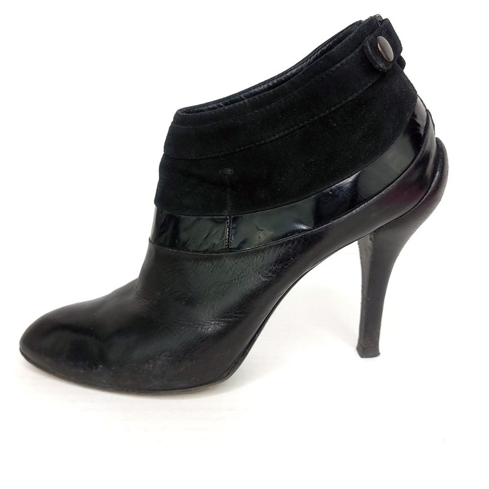Costume National Black Leather Suede Button Heels Made in Italy - Picture 1 of 8